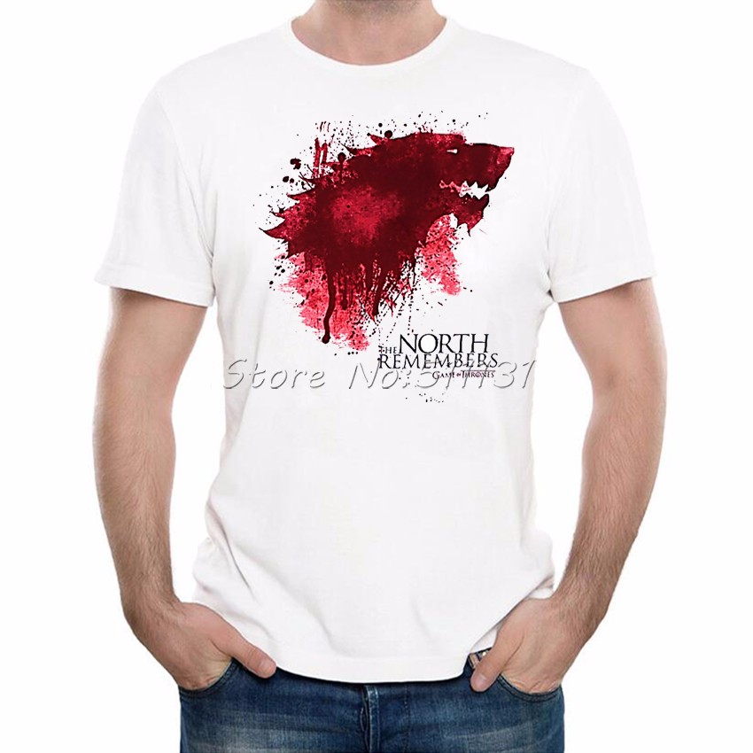 Newest-2017-Fashion-The-North-Remembers-Blood-Wolf-T-Shirt-Men39s-Novelty-Game-of-Thrones-Tshirt-Hig-32755180229
