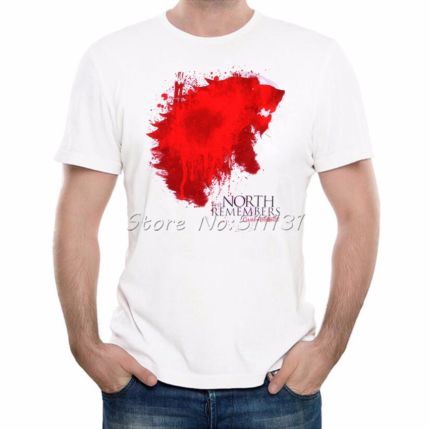 Newest-2017-Fashion-The-North-Remembers-Blood-Wolf-T-Shirt-Men39s-Novelty-Game-of-Thrones-Tshirt-Hig-32755180229