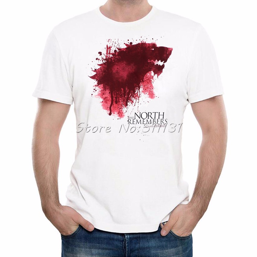 Newest-2017-Fashion-The-North-Remembers-Blood-Wolf-T-Shirt-Men39s-Novelty-Game-of-Thrones-Tshirt-Hig-32755180229