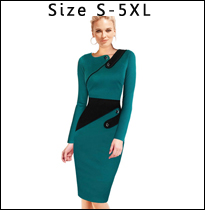 Nice-forever--Mature-Elegant-Sexy-V-neck-Stylish-Button-Work-dress-Office-Bodycon-Female-34-Sleeve-S-32733898848