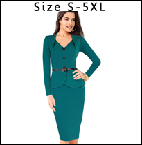 Nice-forever--Mature-Elegant-Sexy-V-neck-Stylish-Button-Work-dress-Office-Bodycon-Female-34-Sleeve-S-32733898848
