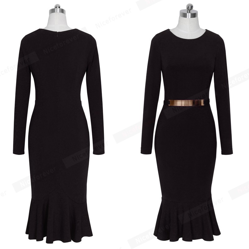 Nice-forever-Casual-Work-dress-Stylish-Bodycon-Office-Lady-Solid-O-Neck-Full-Sleeve-Sequined-Sheath--32481906016