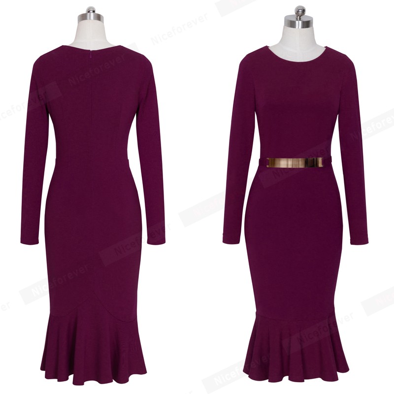 Nice-forever-Casual-Work-dress-Stylish-Bodycon-Office-Lady-Solid-O-Neck-Full-Sleeve-Sequined-Sheath--32481906016