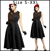 Nice-forever-Lace-Lady--Square-Neck-Button-Knee-length-sleeveless-with-Belt-Business-Office-Casual-M-32681863744