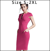 Nice-forever-Mermaid-Button-Autumn-34-Sleeve-red-New-Vintage-dress-V-neck-formal-work-bodycon-office-32234526625