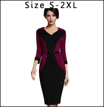 Nice-forever-Mermaid-Button-Autumn-34-Sleeve-red-New-Vintage-dress-V-neck-formal-work-bodycon-office-32234526625