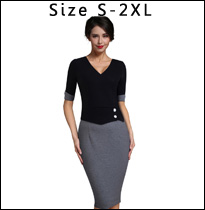 Nice-forever-Vintage-Stylish-Ladylike-Casual-Patchwork-34-Sleeve-O-Neck-Bodycon-Women-Office-Wear-to-32746372322