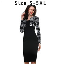 Nice-forever-Vintage-Stylish-Ladylike-Casual-Patchwork-34-Sleeve-O-Neck-Bodycon-Women-Office-Wear-to-32746372322