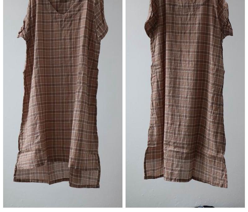 Original-Pleated-Cotton-Linen-Dress-Loose-Vestidos-2018-Short-Sleeve-Women-Casual-Plaid-Dresses-V-ne-32678097929