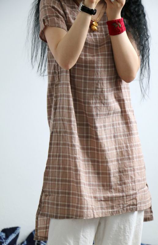 Original-Pleated-Cotton-Linen-Dress-Loose-Vestidos-2018-Short-Sleeve-Women-Casual-Plaid-Dresses-V-ne-32678097929