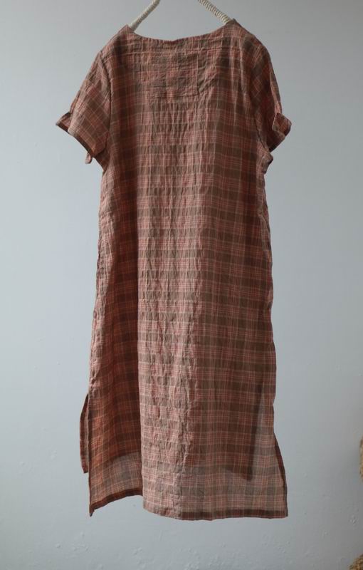 Original-Pleated-Cotton-Linen-Dress-Loose-Vestidos-2018-Short-Sleeve-Women-Casual-Plaid-Dresses-V-ne-32678097929