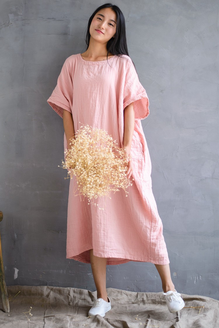 Original-vintage-loose-solid-colors-cotton-linen-dress-for-female-summer-long-gown-amp-robe-dress-pl-32684397476