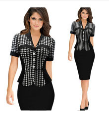 Oxiuly-Women39s-Elegant-Dot-Tunic-Short-Sleeve-Wear-to-Work-Business-Office-Casual-Sheath-Bodycon-St-32666641946
