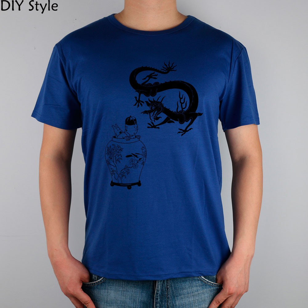 PD-TINTIN--short-sleeve-T-shirt-Top-Lycra-Cotton-Men-T-shirt-New-DIY-Style-32218211141