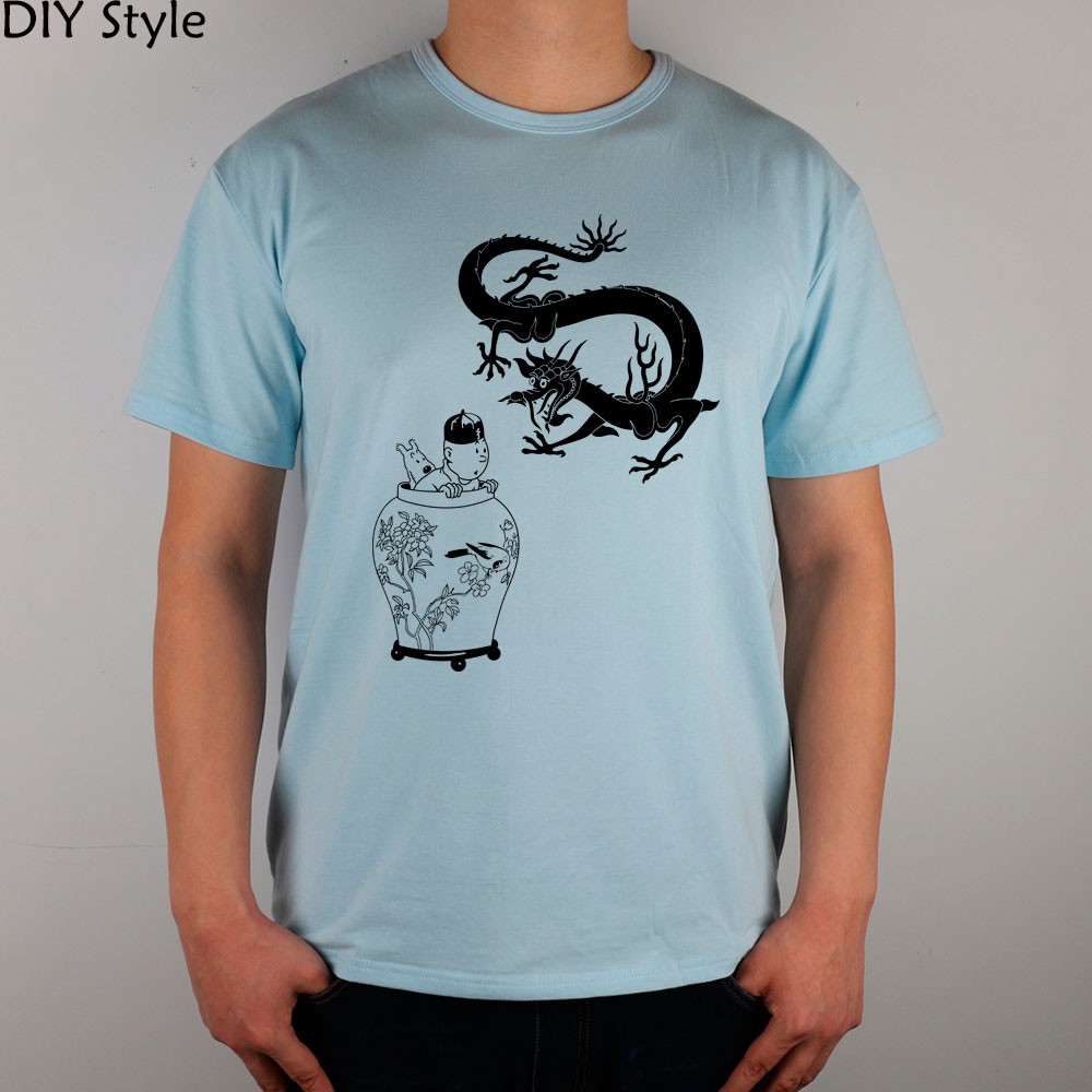 PD-TINTIN--short-sleeve-T-shirt-Top-Lycra-Cotton-Men-T-shirt-New-DIY-Style-32218211141