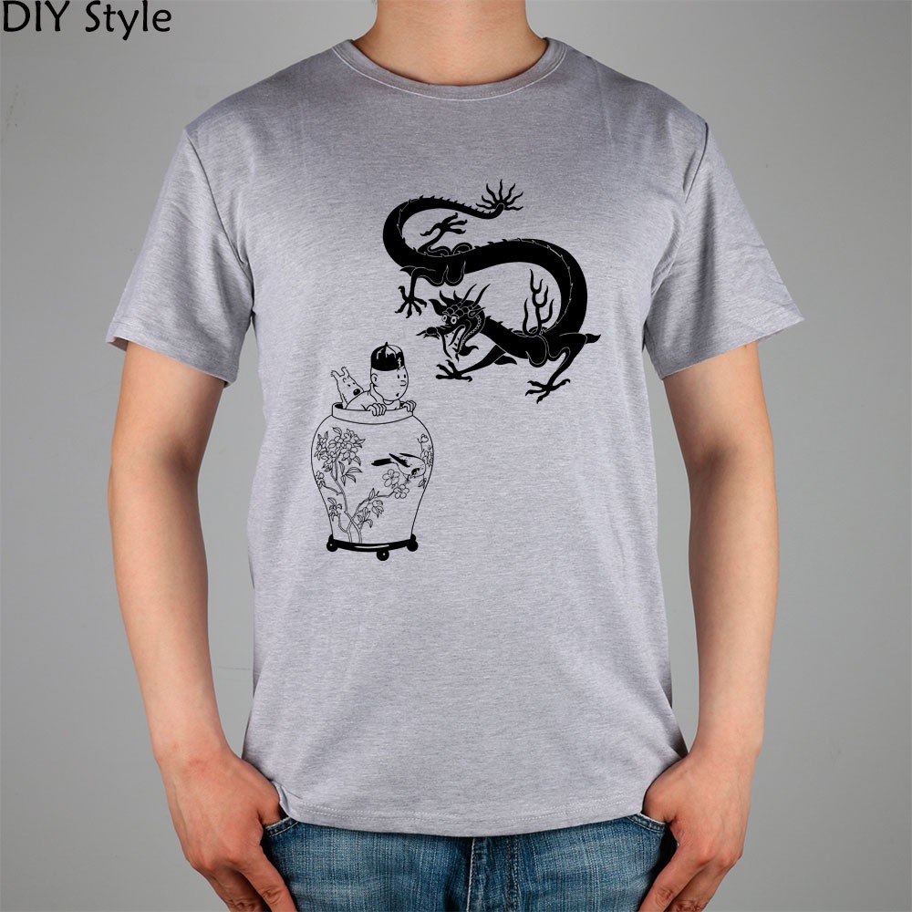 PD-TINTIN--short-sleeve-T-shirt-Top-Lycra-Cotton-Men-T-shirt-New-DIY-Style-32218211141