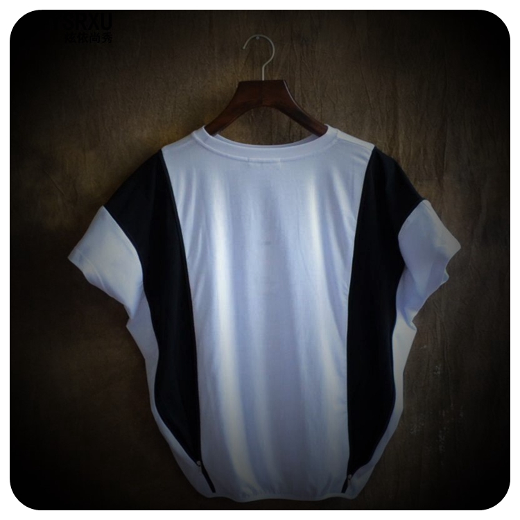 Personality-Loose-Short-Sleeve-T-Shirt-Zipper-Decoration-Adjustable-Size-of-Clothes-Fashion-Round-Co-32356572904