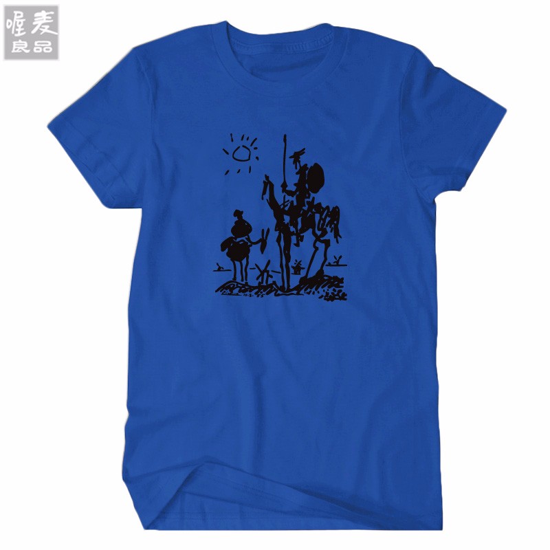 Picasso-art-painting-men-short-sleeve-t-shirt-100-cotton-tee-tshirt-funny-Don-Quixote-knight-top-wom-1487521795