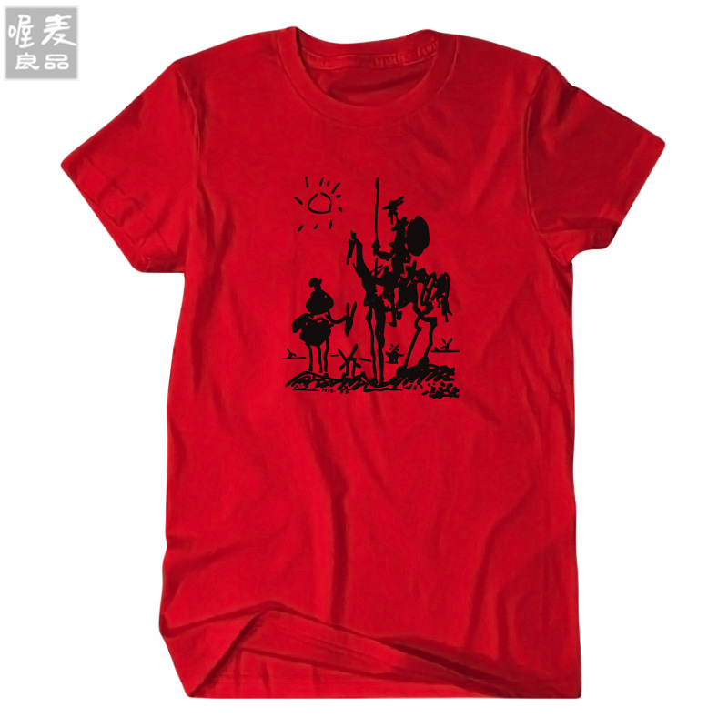 Picasso-art-painting-men-short-sleeve-t-shirt-100-cotton-tee-tshirt-funny-Don-Quixote-knight-top-wom-1487521795