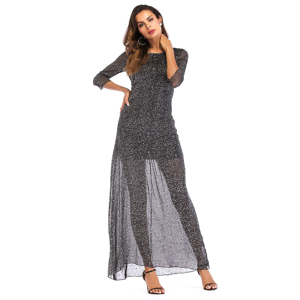 Plus-Size-3XL-2017-Party-Dress-Patchwork-Vintage-Balck-Office-Work-Womens-Dresses-34-Sleeve-Sheath-B-32750513404