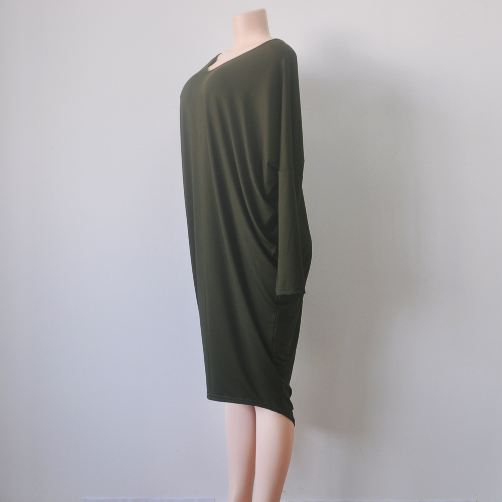 Plus-Size-Autumn-Dress-Fashion-New-Women-Solid-Color-V-Neck-Batwing-Sleeve-Backless-Casual-Loose-Par-32709426217