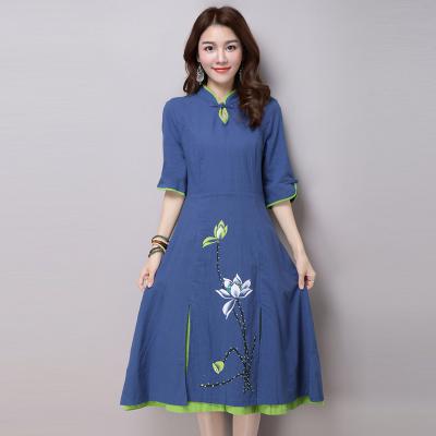 Plus-Size-Clothing-Women-Loose-Casual-Dress-New-2016-Fashion-Korean-Style-Patchwork-Short-Sleeve-Cot-32665258122