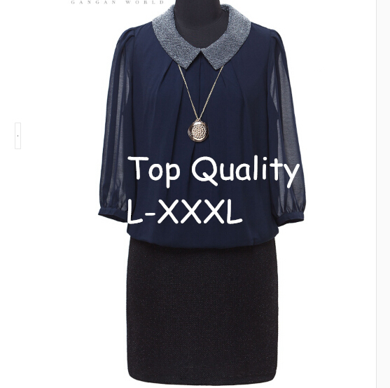 Plus-Size-M-5XL-2015-New-Fashion-Black-Women-Lace-Collar-Casual-Dresses-Loose-With-White-Carve-patte-32278777659