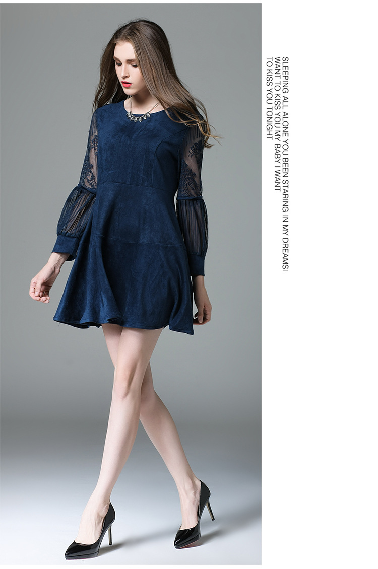 Plus-Size-Suede-Dress-Women-Style-Lace-Sleeve-Tunics-Spliced-Flared-A-Mini-Dresses-Grey-Blue-Plus-Si-32737232089