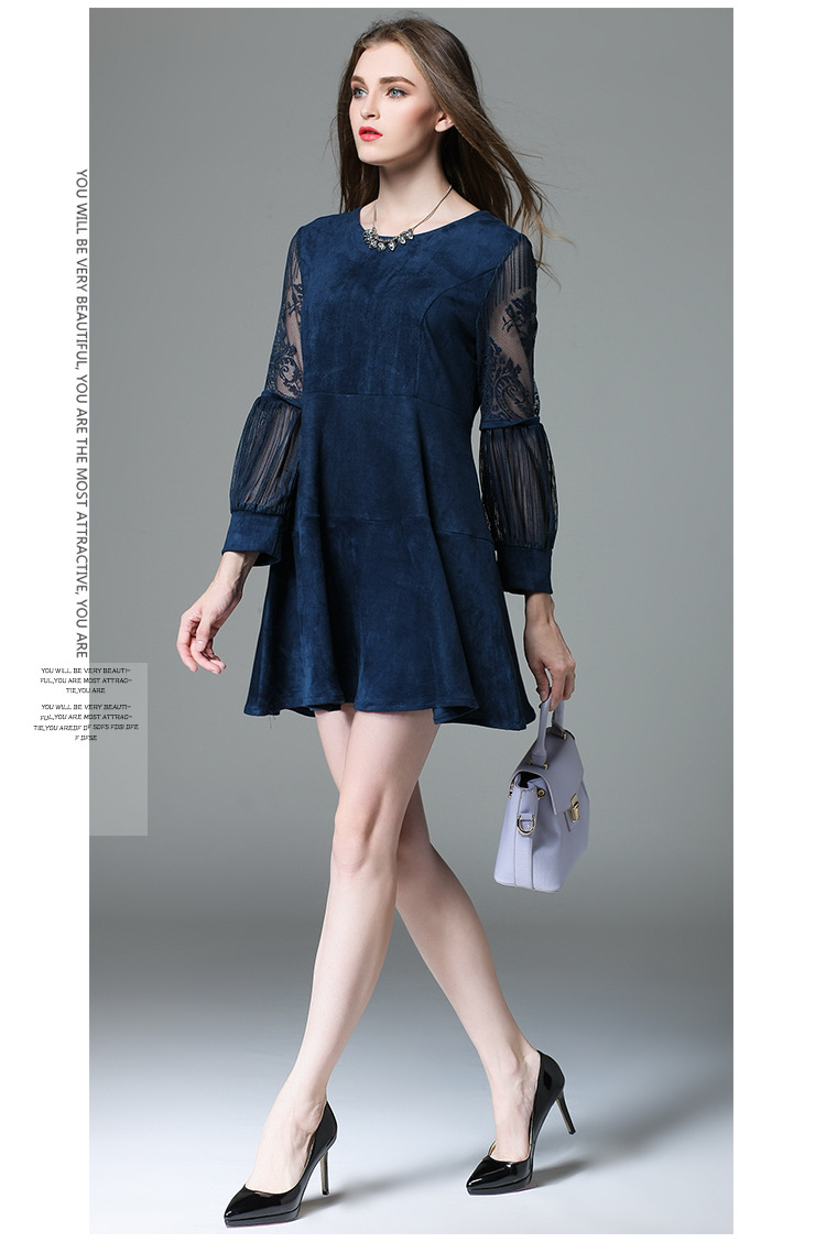 Plus-Size-Suede-Dress-Women-Style-Lace-Sleeve-Tunics-Spliced-Flared-A-Mini-Dresses-Grey-Blue-Plus-Si-32737232089