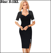 Plus-Size-Womens-Casual-Short-Sleeve-Solid-Buttons-Bodycon-Dresses-Elegant-Office-Ladies-Round-Neck--32272460619