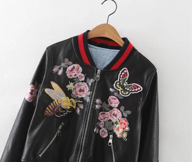 Plus-size-2017-autumn-women-street-black-embroidery-flower-printing-pu-leather-baseball-jacket-long--32706622119