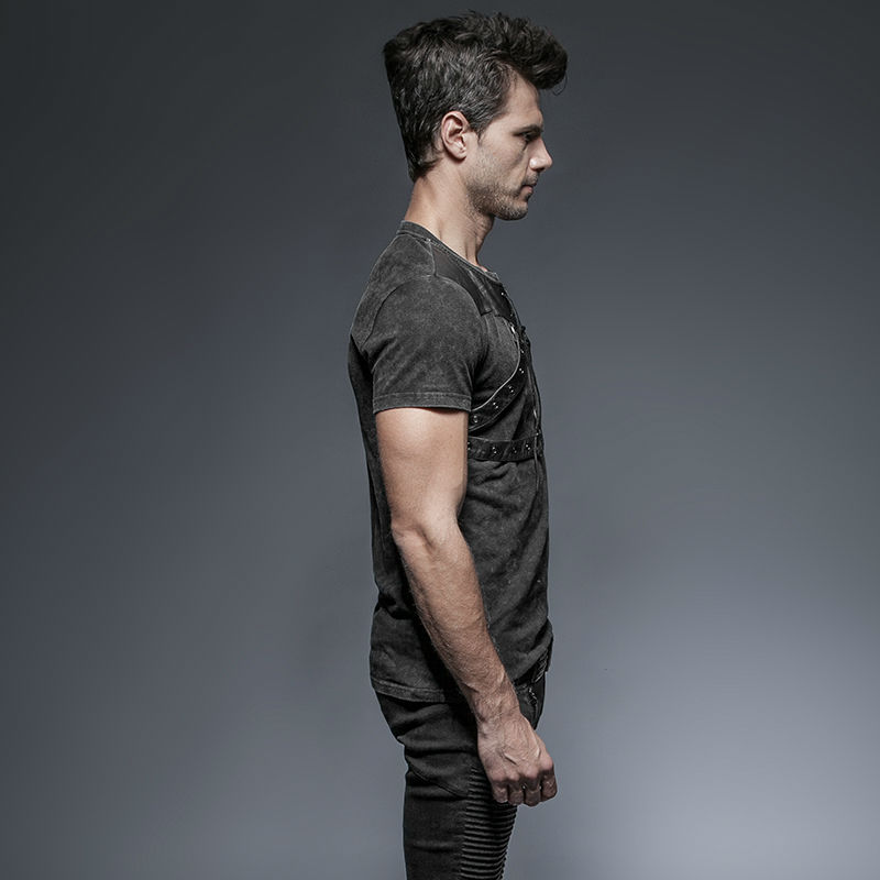 Punk-Rave-Men39s-Shirt-Gothic-Goth-Steampunk-Rock-Heavey-Metal-Black-Top-T424-32621685133