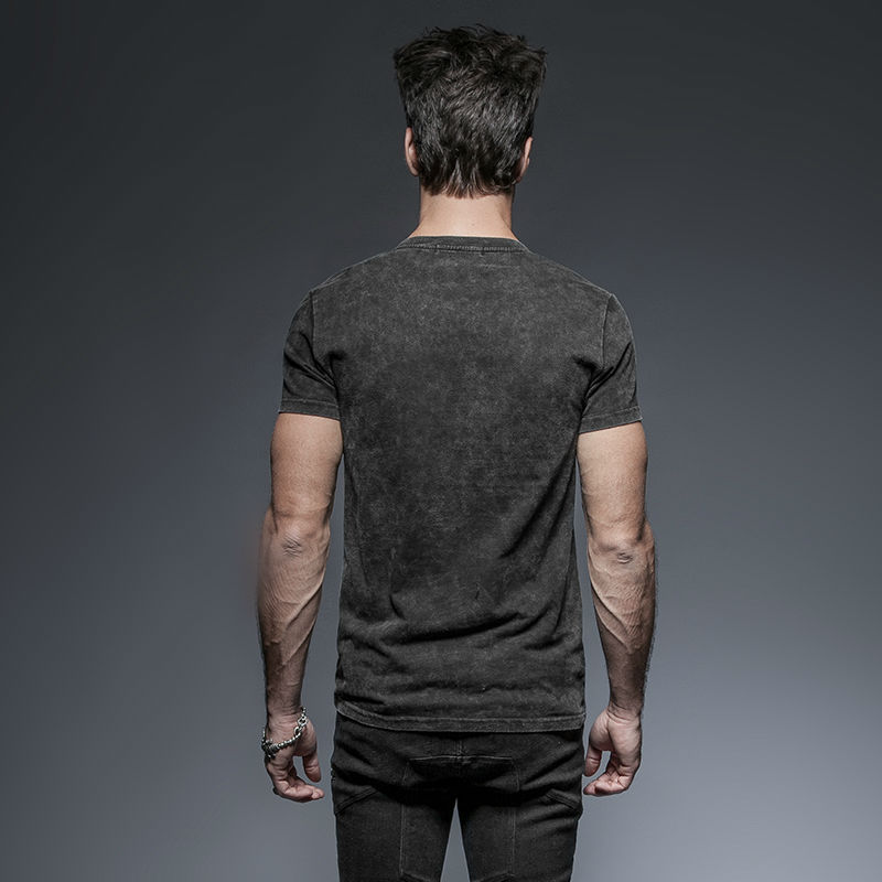 Punk-Rave-Men39s-Shirt-Gothic-Goth-Steampunk-Rock-Heavey-Metal-Black-Top-T424-32621685133