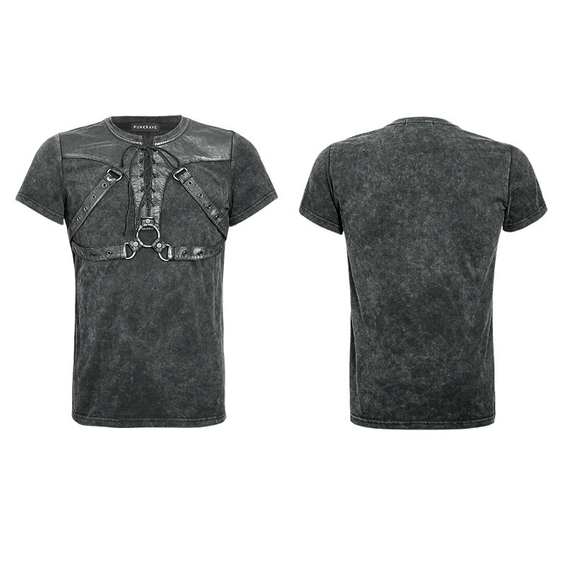 Punk-Rave-Men39s-Shirt-Gothic-Goth-Steampunk-Rock-Heavey-Metal-Black-Top-T424-32621685133