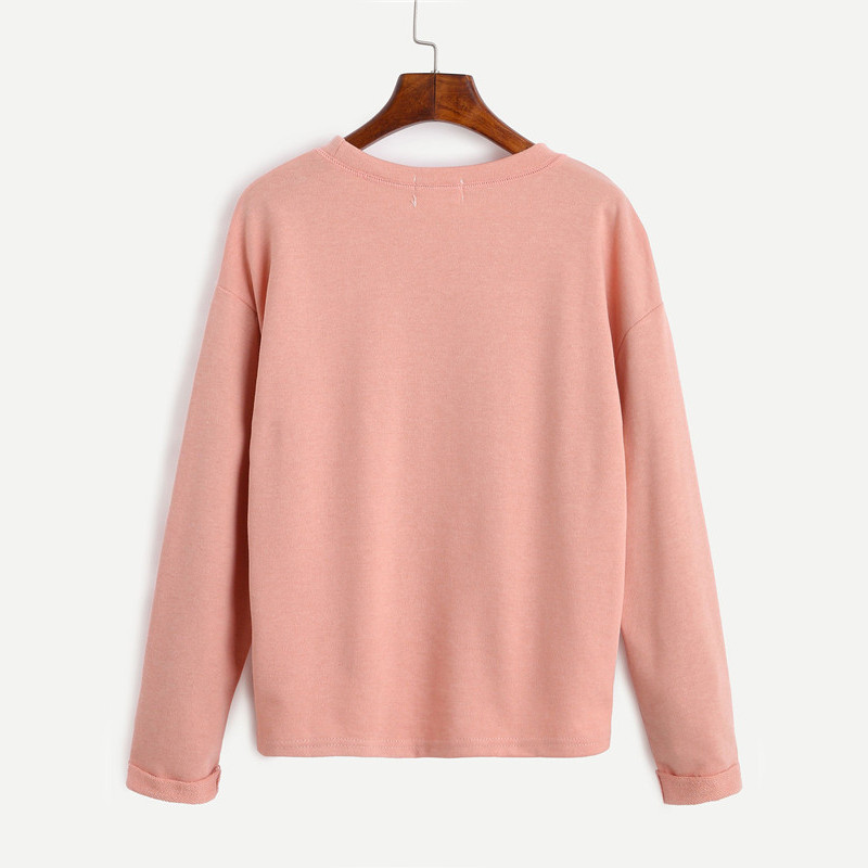 ROMWE-Casual-Tee-Shirts-For-Women-Autumn-Plain-Pink-Round-Neck-Long-Sleeve-Drop-Shoulder-High-Low-Cu-32720314408