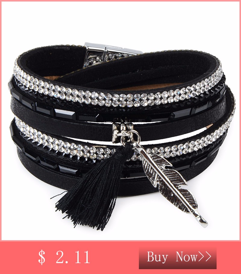 Rhinestone-Feather-Wide-Multilayer-Leather-Bracelet-Magnetic-Tassel-Bracelet-Women-Wrap-Charm-Boho-B-32705365189