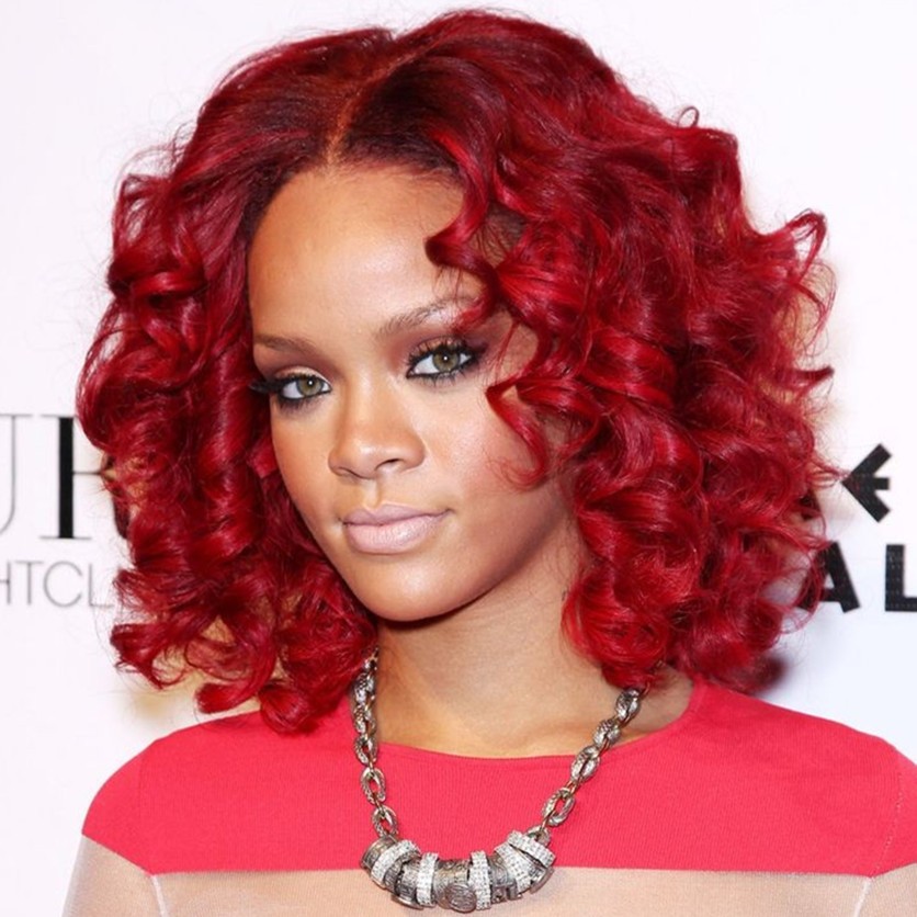 Rihanna-Style-Red-Burgundy-Medium-Long-Curly-Synthetic-Hair-Wig-for-Black-Women-Perruque-Peruk-Afirc-32698609350