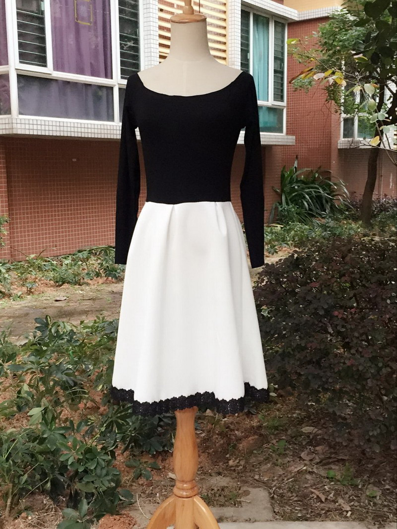 S-5XL-White-and-Black-Patchwork-Color-Dress-for-Women-Retro-A-Line-Girl-Casual-Robe-Femme-Tunic-Full-32543827190