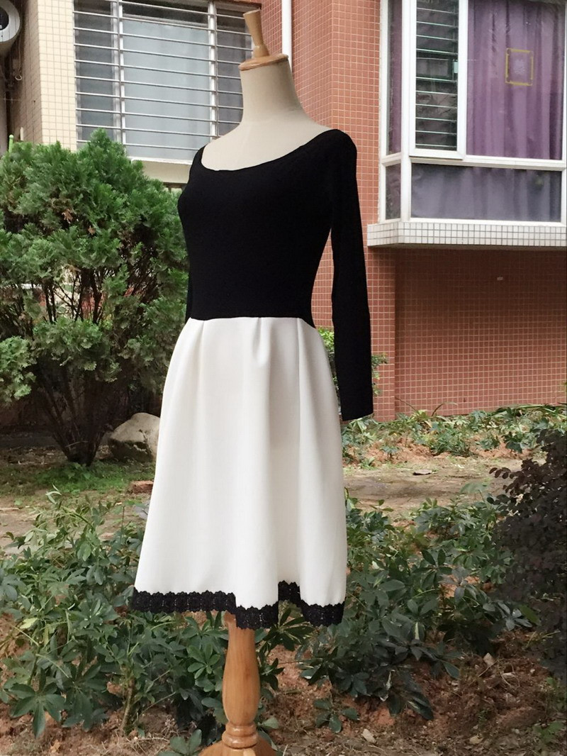 S-5XL-White-and-Black-Patchwork-Color-Dress-for-Women-Retro-A-Line-Girl-Casual-Robe-Femme-Tunic-Full-32543827190