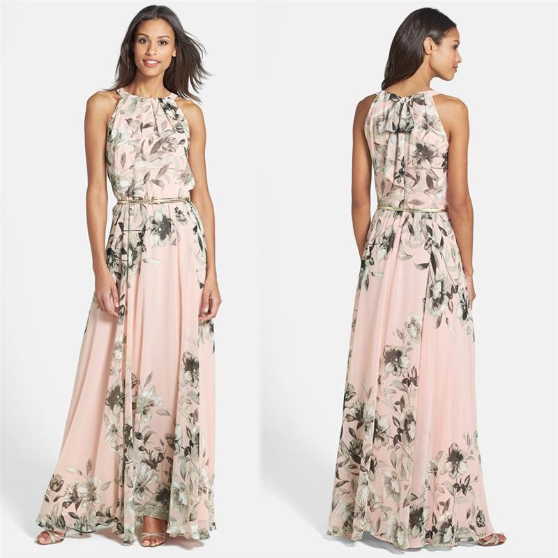 S-6XL-2016-Summer-NewCasual-Fashion-Elegant-Slim-Bohemian-Floral-Chiffon-Women-Maxi-Long-Beach-Boho--32671145132