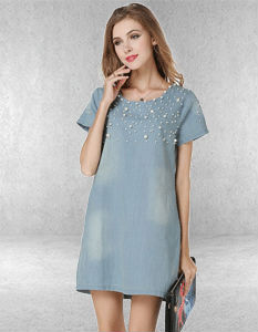 S-XXXL-Summer-Women-Slim-Jean-Dress-Causal-Mini-Straight-Denim-Dress-Lady-Half-Sleeve-Female-Cowboys-32673642599