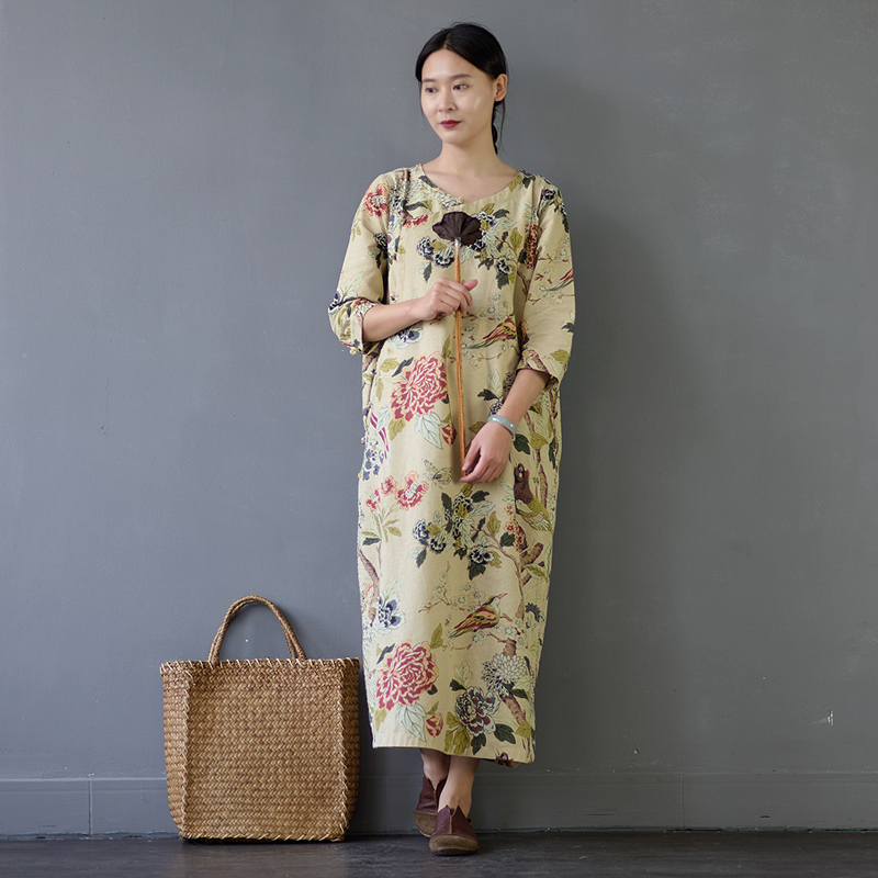 SCUWLINEN-Vestidos-2018-Spring-Autumn-Women-Dress-Chinese-Robes-Vintage-Print-Plus-Size-Linen-Dress--32563388316