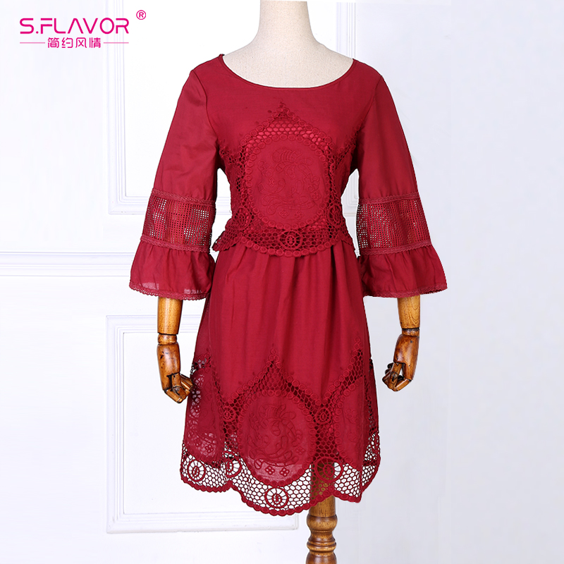 SFLAVOR-Women-plus-size-L---6XL-Women-Summer--Dress--Half-sleeve-lace-patchwork-loose-Vestidos-Hot-S-32670889846