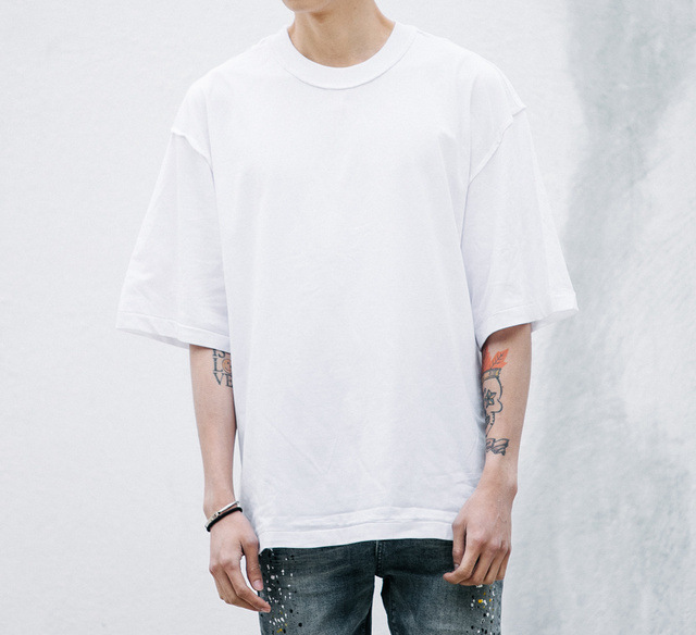 SHOWERSMILE-Brand-Large-Mens-Extra-Long-T-Shirts-Oversize-Longline-Shirt-Cotton-Solid-Half-Sleeve-Me-32679437596