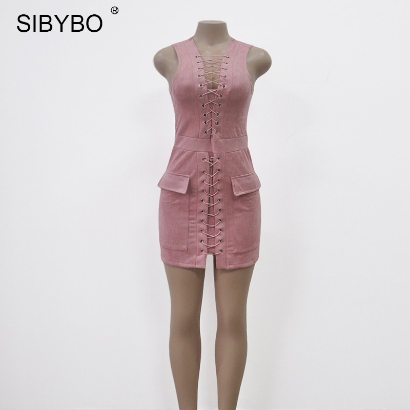 SIBYBO-Women-Lace-Up-Suede-Leather-Dress-2017-Sexy-V-Neck-Sleeveless-Bandage-Bodycon-Short-Club-Part-32789105663