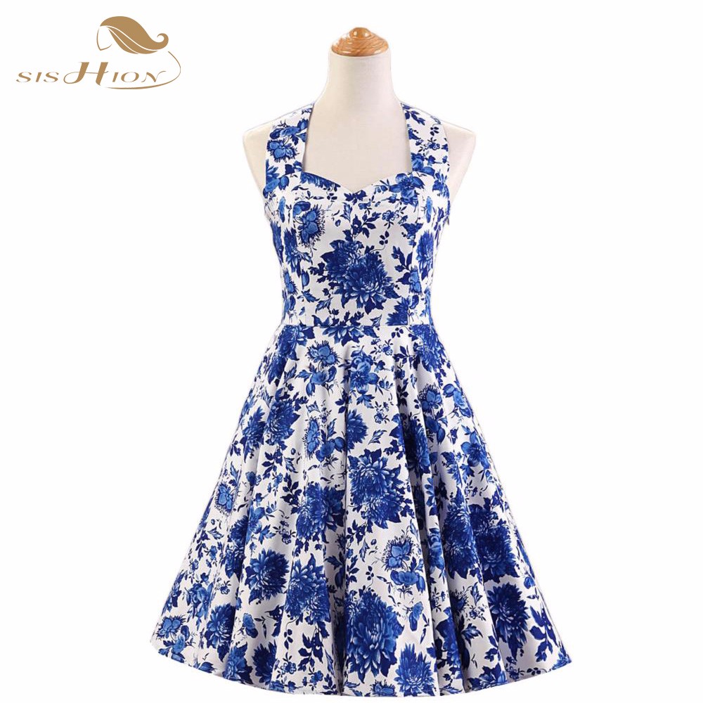 SISHION-Halter-50s-Floral-Dress-Retro-Plus-Size-Women-Audrey-Hepburn-Elegant-Vintage-50s-Rockabilly--32395278474