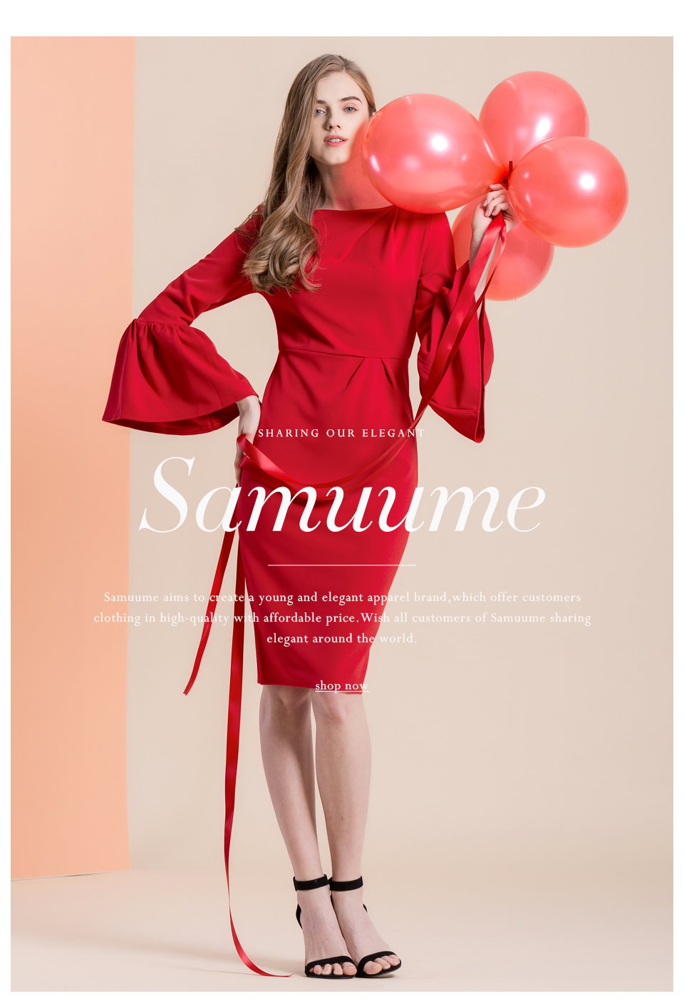 Samuume-High-Class-Sexy-Office-Lady-Temperament-Flare-Sleeve-Round-Neck-Dress-Women-2018-Bodycon-Pen-32749171829