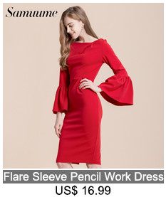Samuume-High-Class-Sexy-Office-Lady-Temperament-Flare-Sleeve-Round-Neck-Dress-Women-2018-Bodycon-Pen-32749171829