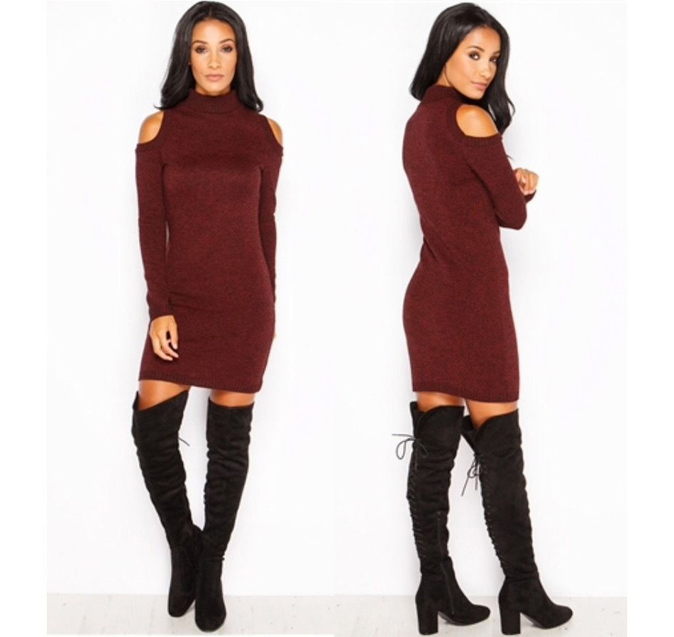Sexy-Off-Shoulder-Knitted-Cotton-Dress-2016-Autumn-Winter-Women-Long-Sleeve-Elastic-Casual-Bodycon-M-32769840956