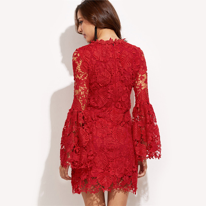 SheIn-Autumn-Women-Bodycon-Dress-Round-Neck-Party-Dresses-Red-Embroidered-Lace-Overlay-Long-Flare-Sl-32769962893